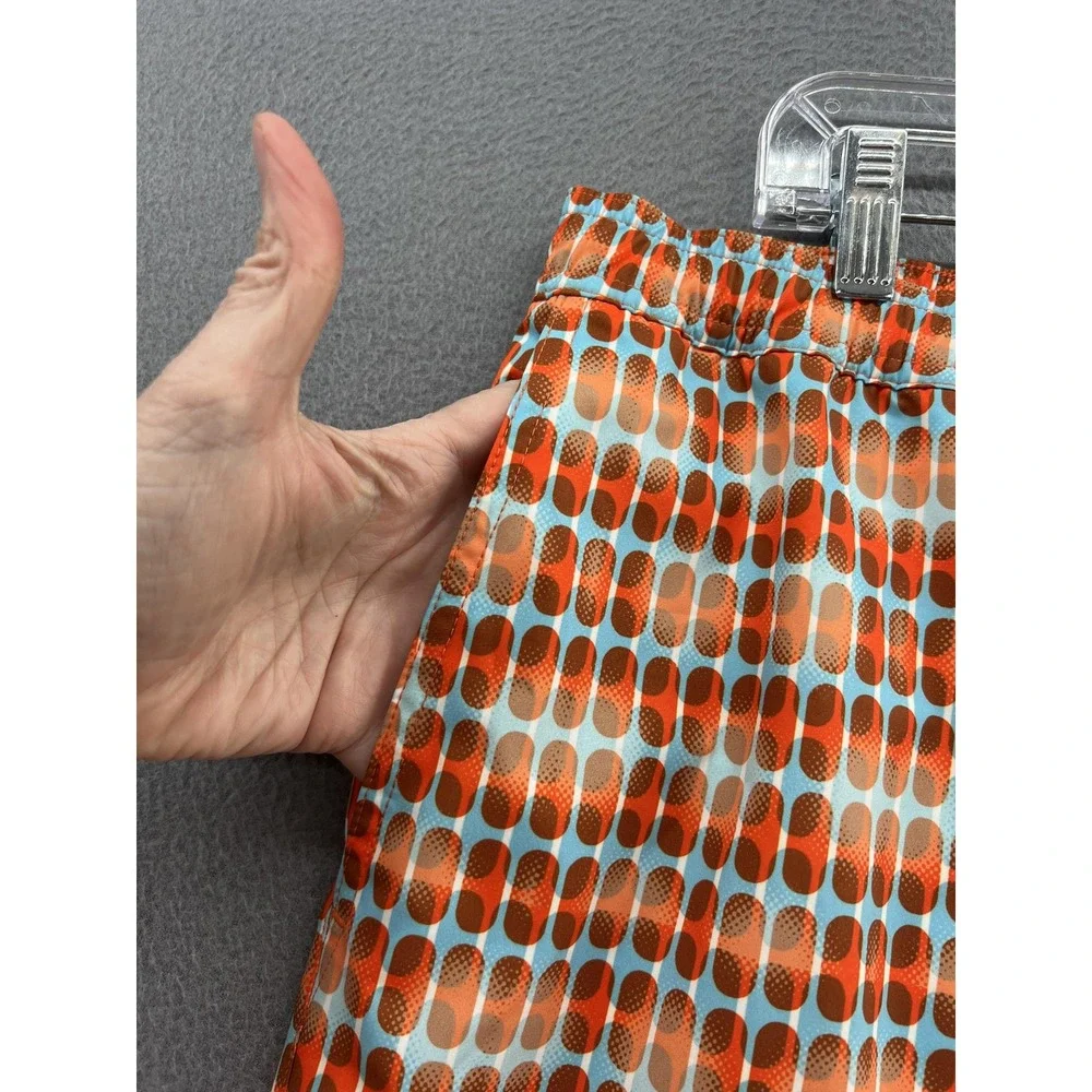 SWIMS Swim Shorts Men's 2XL Geo Mod Print Orange Blue Drawstring Lined Polyester